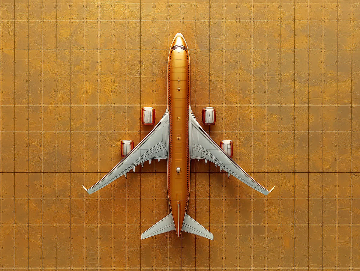 Golden Airplane Mural Wallpaper in Office Various Colors (Gold, Brown, etc.) of Golden Airplane Mural Wallpaper - room preview 02
