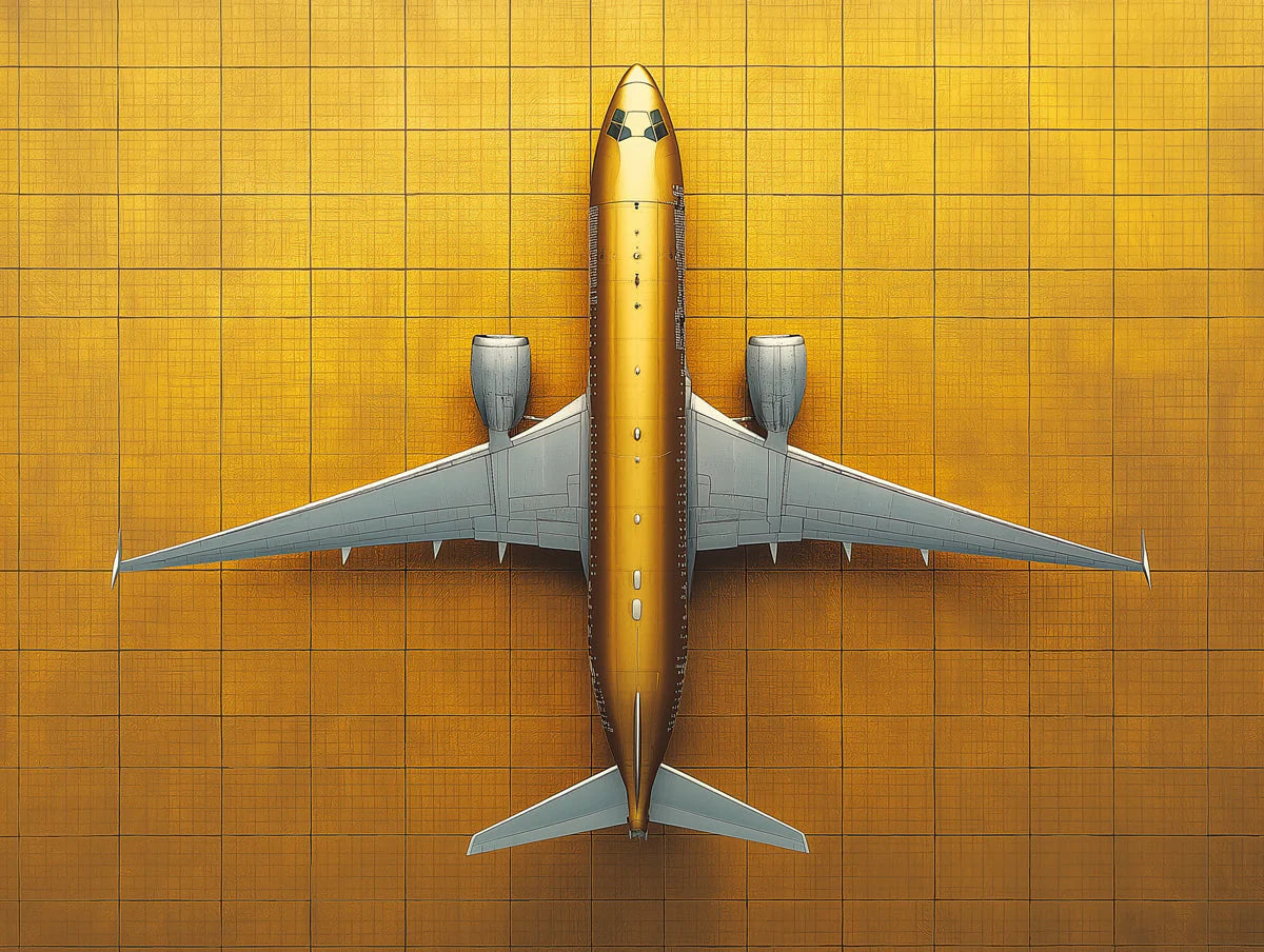 Golden Airplane Mural Wallpaper in Office Various Colors (Gold, Brown, etc.) of Golden Airplane Mural Wallpaper - room preview 02