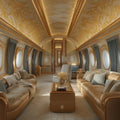 Opulent Airplane Interior Mural Wallpaper — Gold and Cream Luxury Mural Wallpaper - room preview 02