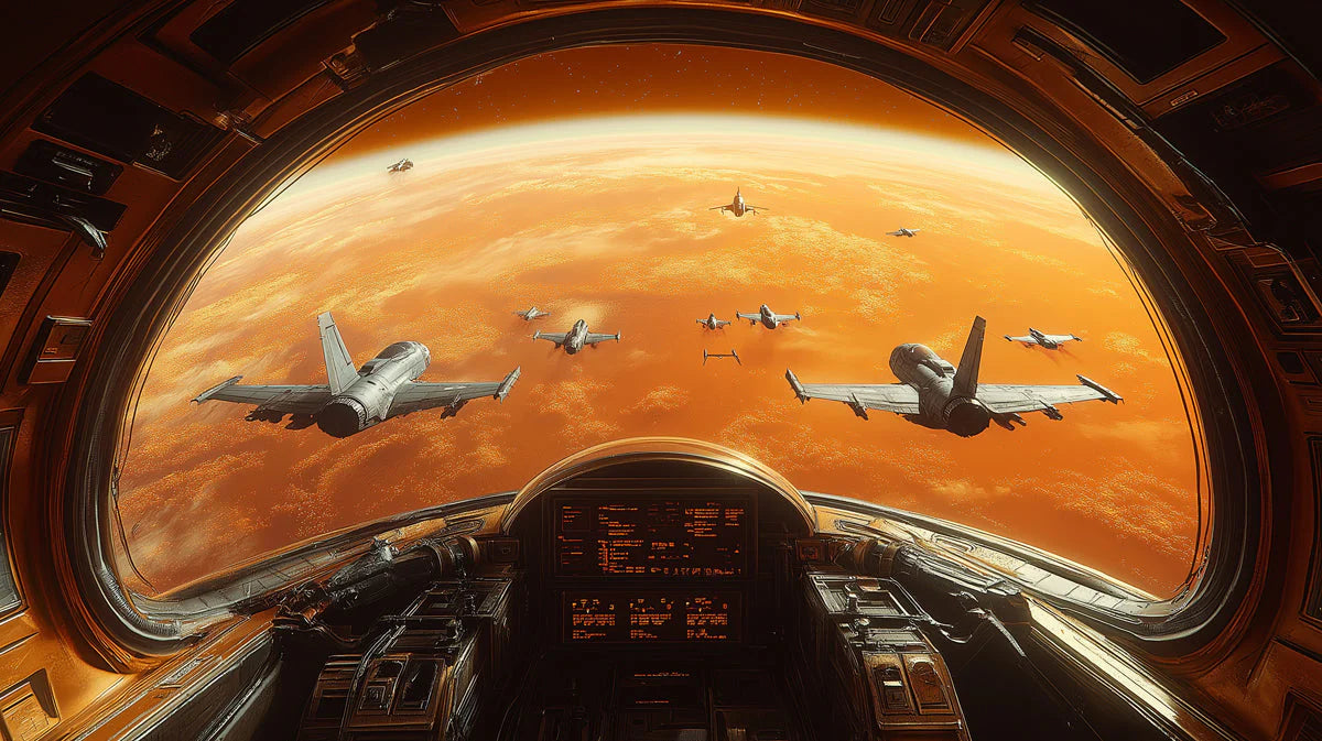 Spaceship Cockpit View Mural Wallpaper — Sci-Fi Adventure Design Mural Wallpaper - room preview 02