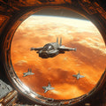 Deep Space Fighter Jet Mural Wallpaper — Sci-Fi Command View Mural Wallpaper - room preview 02