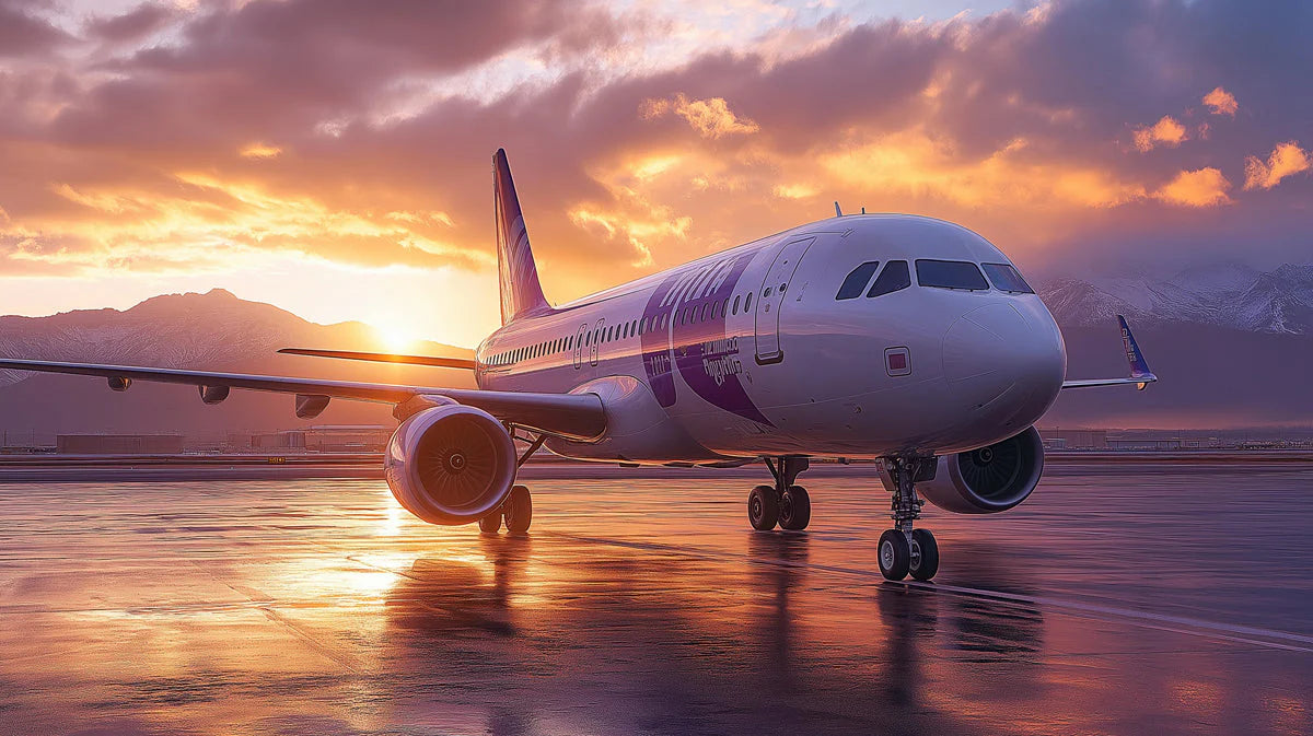 Commercial Jet Sunset Mural Wallpaper — Warm Horizon Design Mural Wallpaper - room preview 02