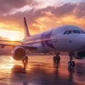 Commercial Jet Sunset Mural Wallpaper — Warm Horizon Design Mural Wallpaper - room preview 02