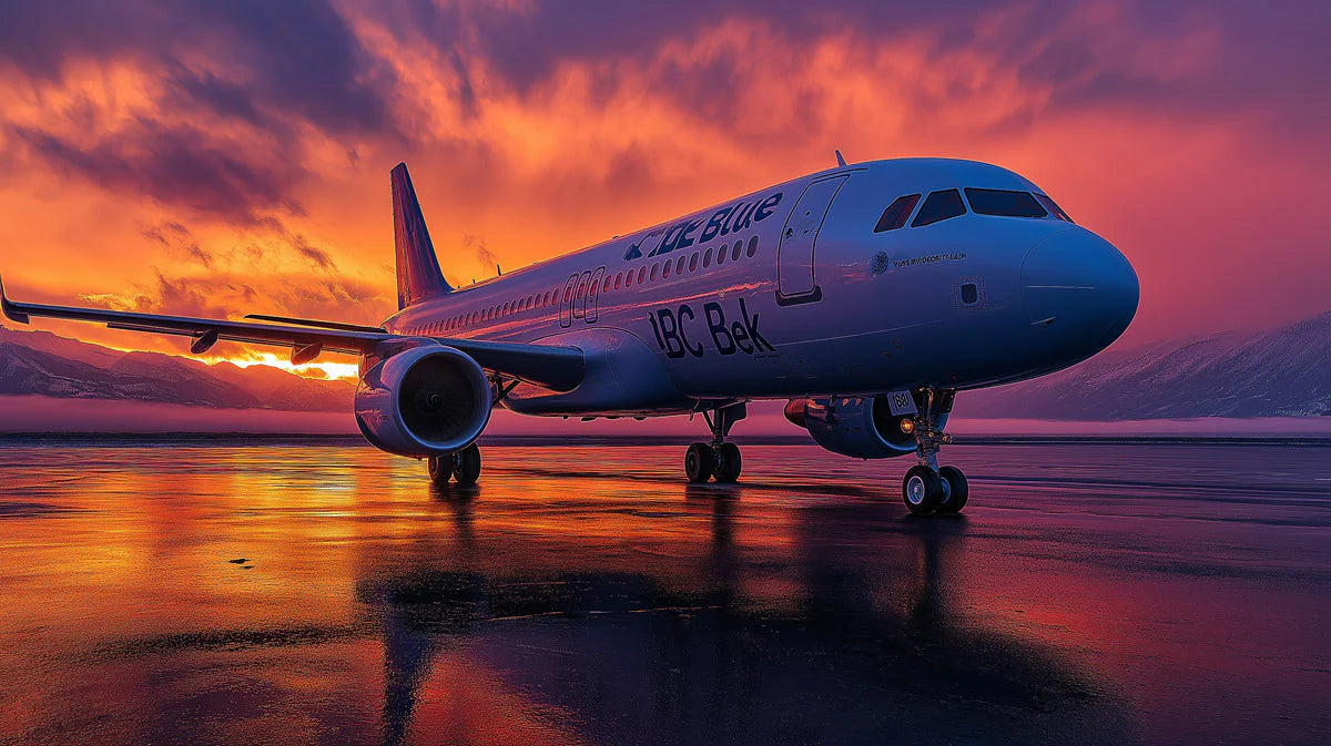 Commercial Jet Sunset Horizon Mural Wallpaper — Aviation Art Mural Wallpaper - room preview 02