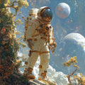 Astronaut Among Celestial Trees Mural Wallpaper — Artistic Sci-Fi Mural Wallpaper - room preview 02