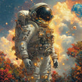 Astronaut in Celestial Forest Mural Wallpaper — Whimsical Space Art Mural Wallpaper - room preview 02
