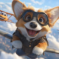 Corgi Aviator Mural Wallpaper — Whimsical Sky Adventure Mural Wallpaper - room preview 02