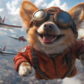 Chihuahua Aviator Mural Wallpaper — Whimsical Dog Pattern Mural Wallpaper - room preview 02