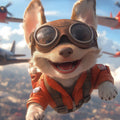 Chihuahua Pilot Aviator Mural Wallpaper — Whimsical Kids Adventure Mural Wallpaper - room preview 02