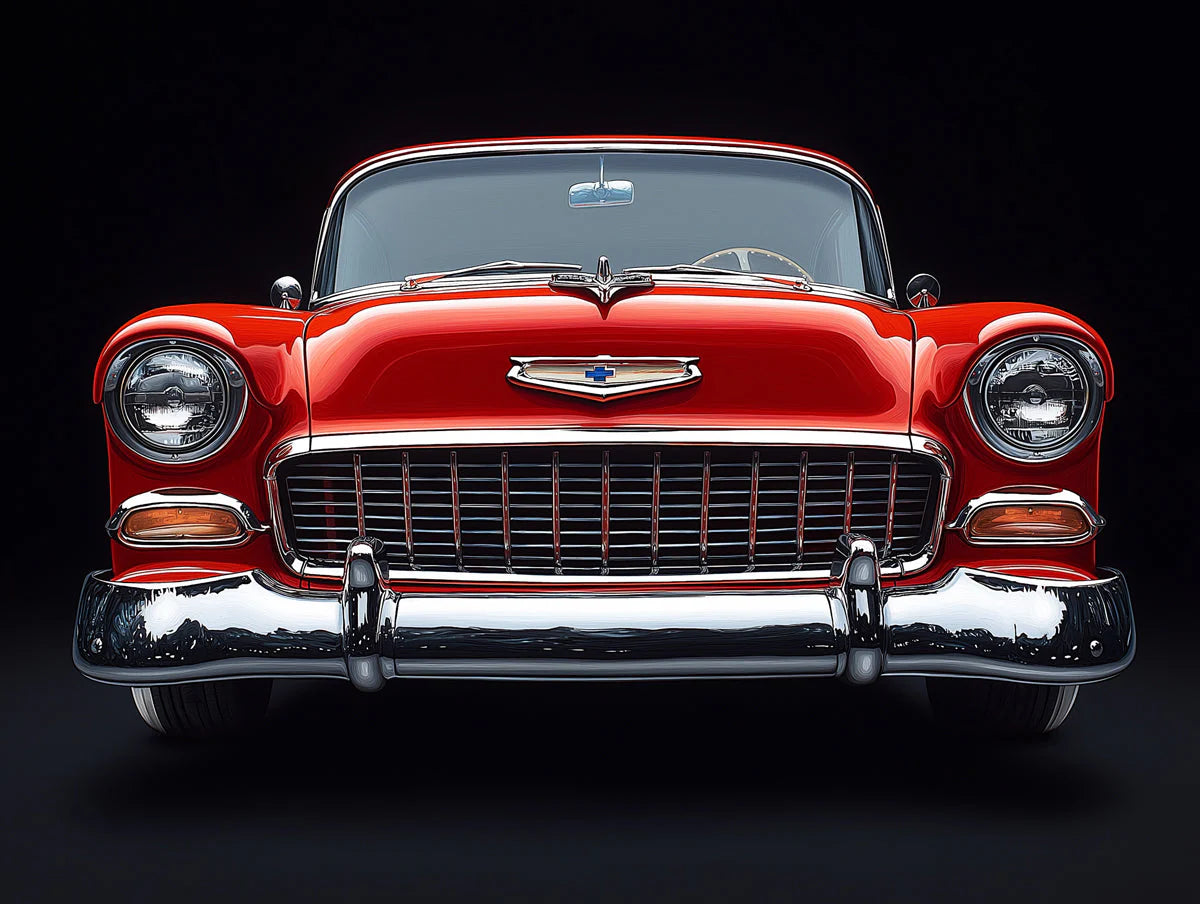 Vintage Classic Car Mural Wallpaper — High Contrast Automotive Art Mural Wallpaper - room preview 02