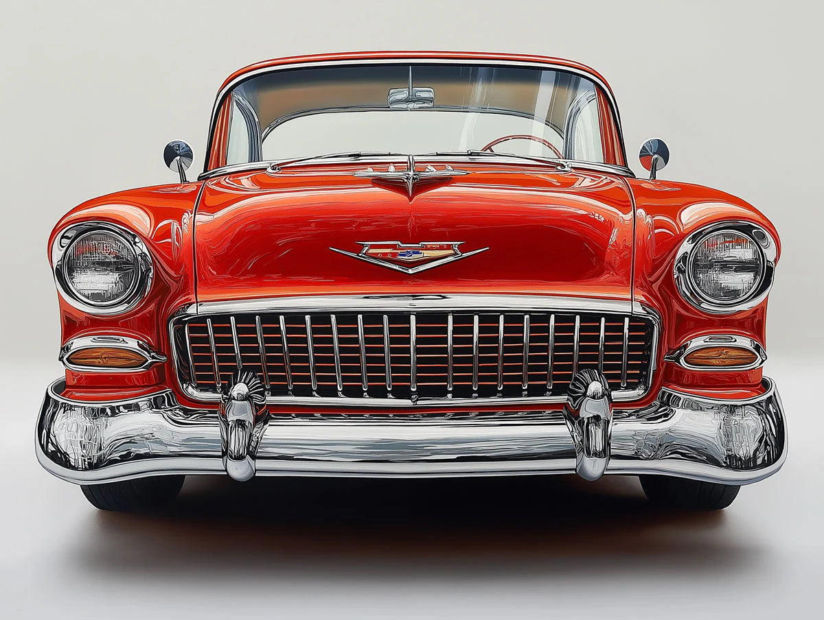 Classic Vintage Red Car Mural Wallpaper —Automotive Retro Style Mural Wallpaper - room preview 02