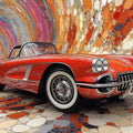 Vintage Classic Car Mural Wallpaper — Abstract Retro Motion Design Mural Wallpaper - room preview 02