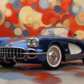 Vintage Classic Car Mural Wallpaper — Retro Pop Art Style Mural Wallpaper - room preview 02