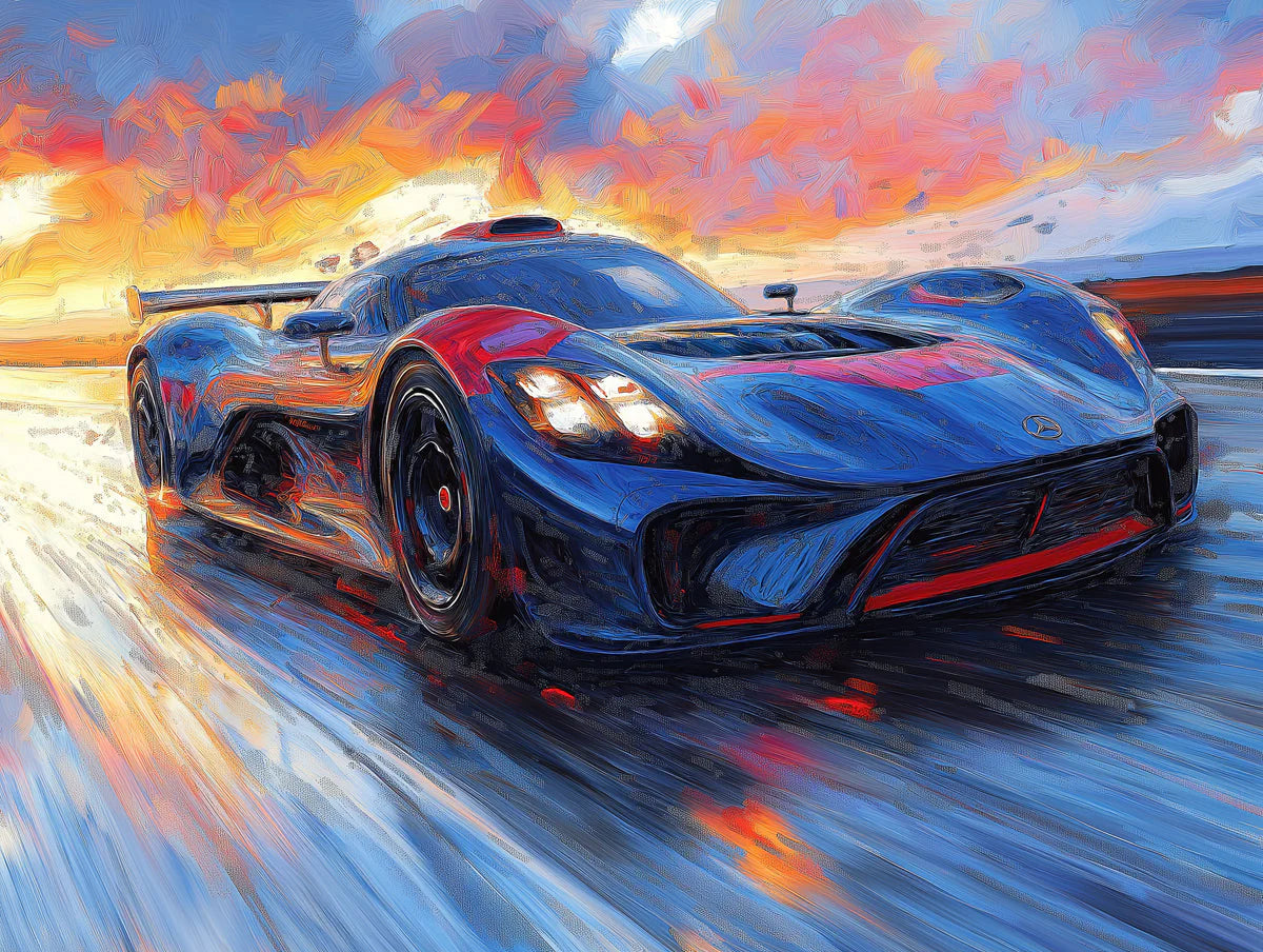 Racing Car in Motion Mural Wallpaper — Dynamic Artistic Design Mural Wallpaper - room preview 02