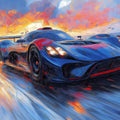 Racing Car in Motion Mural Wallpaper — Dynamic Artistic Design Mural Wallpaper - room preview 02