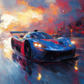 Racing Car Oil Painting Mural Wallpaper — Dynamic Automotive Art Mural Wallpaper - room preview 02