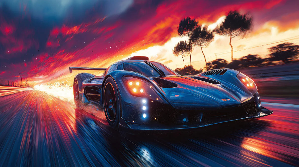 Racing Car Motion Mural Wallpaper — Dynamic Automotive Art Mural Wallpaper - room preview 02