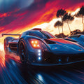 Racing Car Motion Mural Wallpaper — Dynamic Automotive Art Mural Wallpaper - room preview 02