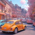Parisian Street Beetle Mural Wallpaper —Whimsical City Scene Mural Wallpaper - room preview 02