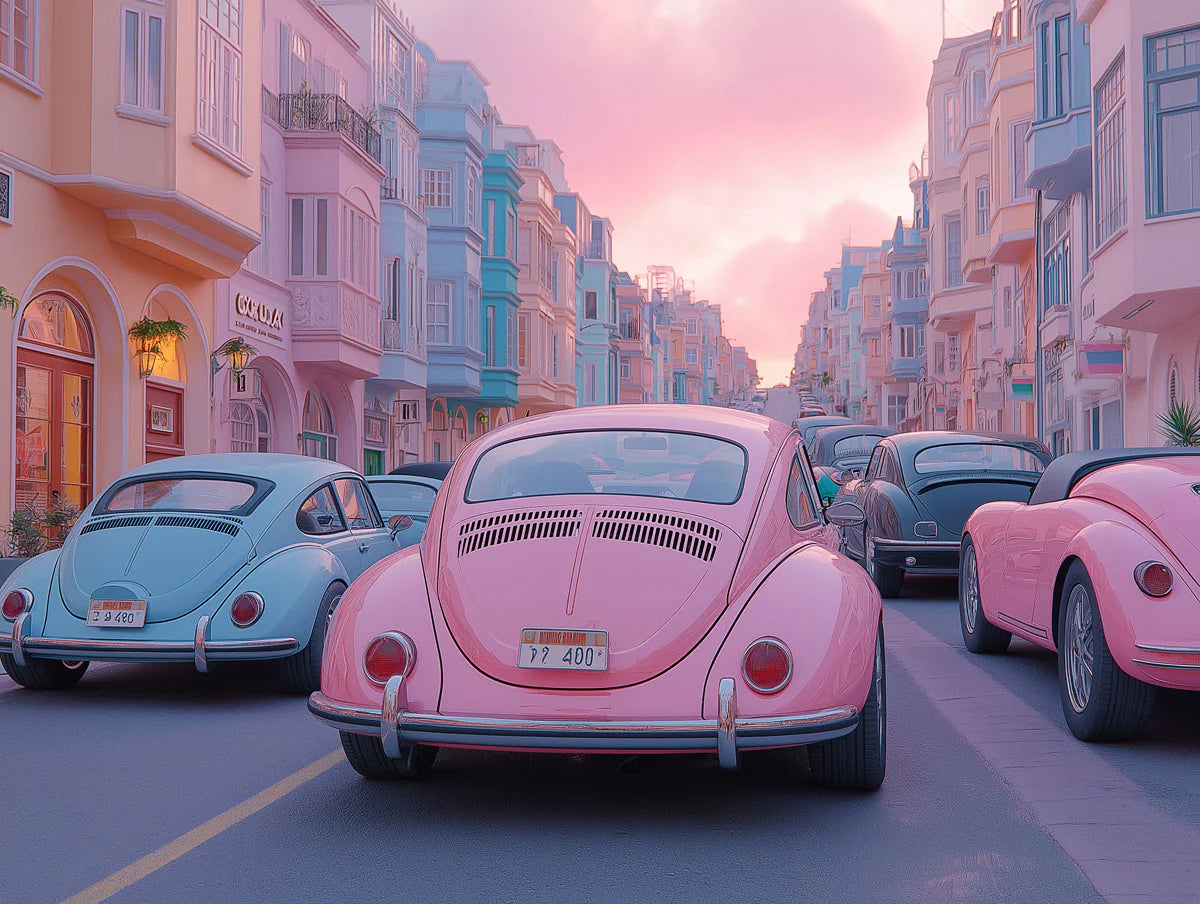 Vintage Pastel Paris Street Mural Wallpaper — Whimsical City Scene Mural Wallpaper - room preview 02