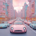 Pastel Parisian Street Scene Mural Wallpaper — Whimsical Style Mural Wallpaper - room preview 02
