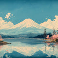 Mount Fuji and Cherry Blossom Mural Wallpaper — Scenic Japanese Art Mural Wallpaper - room preview 02