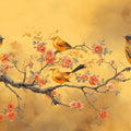 Sunlit Songbirds Mural Wallpaper — Traditional Floral Art Mural Wallpaper - room preview 02