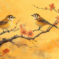 Chinoiserie Songbird Mural Wallpaper — Ochre Floral Art Mural Wallpaper - room preview 02