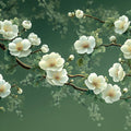White Blossom Branch Mural Wallpaper — Botanical Nature Design Mural Wallpaper - room preview 02