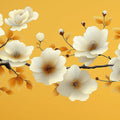 Golden Hour Floral Branch Mural Wallpaper — Botanical Art Mural Wallpaper - room preview 02