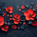 Scarlet Floral Mural Wallpaper — Modern Botanical Statement Mural Wallpaper - room preview 02