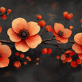 Vivid Crimson Blossom Mural Wallpaper — Modern Floral Art Mural Wallpaper - room preview 02