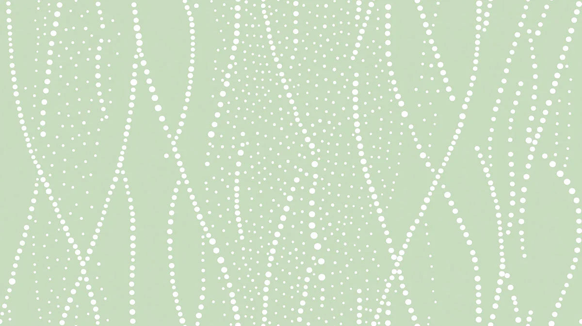 Minimalist Sage Dotted Wave Mural Wallpaper - room preview 02