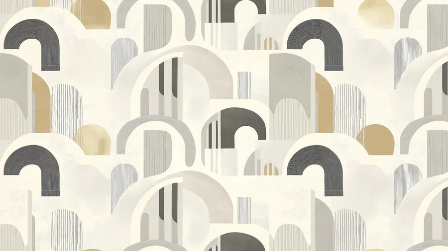 Abstract Wallpaper Mural – Modern Art Wall Mural – Abstract Geometric Arches — Neutral Minimalist printable artwork