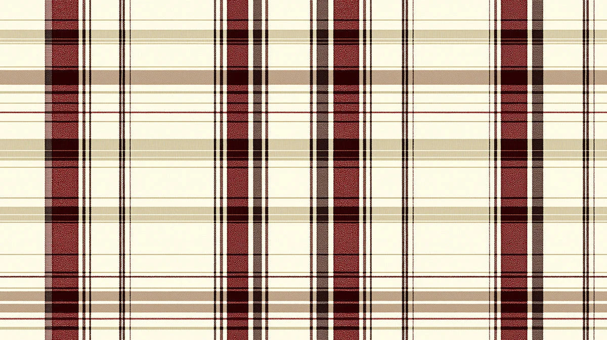 Classic Tartan Plaid Mural Wallpaper — Heritage Red and Cream Mural Wallpaper - room preview 02