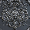 Ornate Baroque Damask Mural Wallpaper — Charcoal Relief Pattern Mural Wallpaper - room preview 02