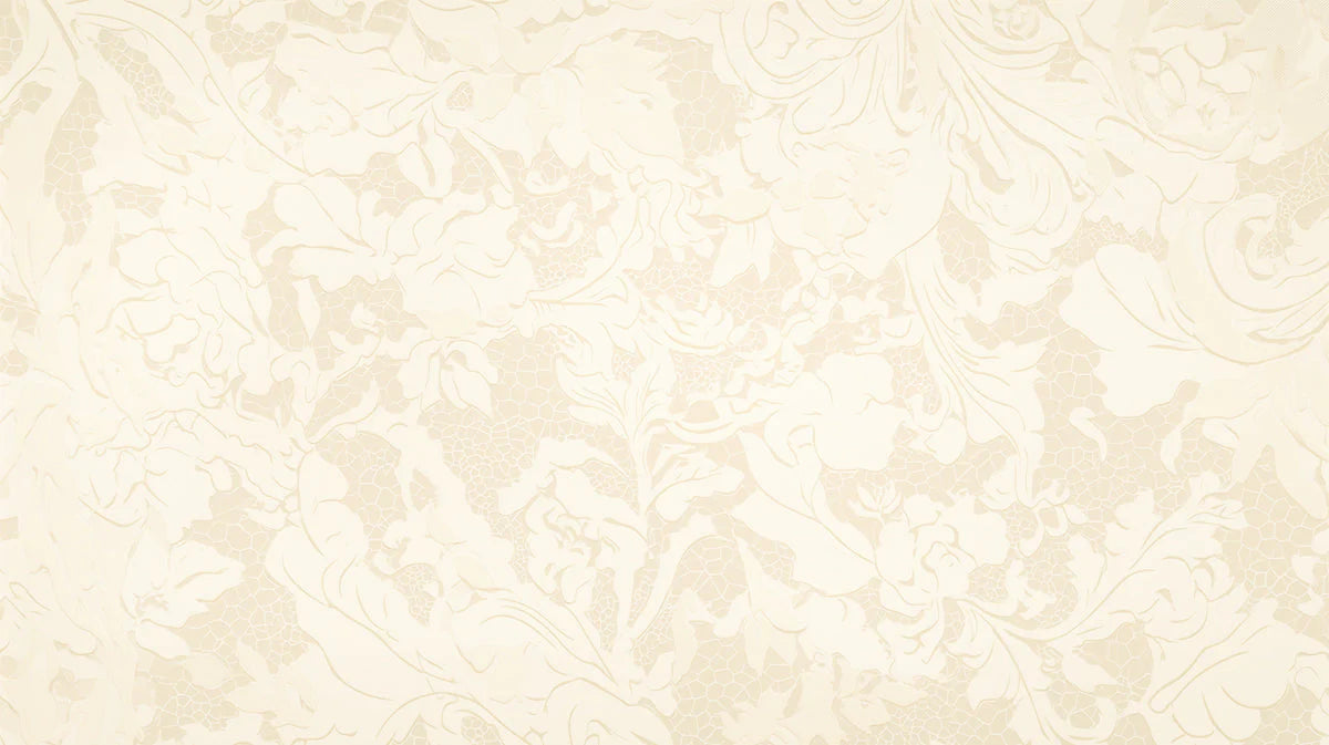 Damask Lace Floral Mural Wallpaper — Soft Cream and Beige Mural Wallpaper - room preview 02