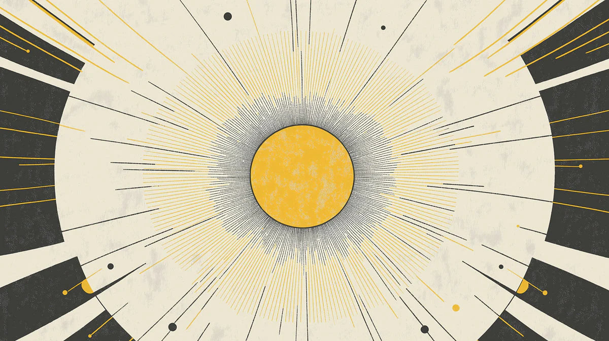 Solar Ray Geometric Mural Wallpaper — Modern Mid-Century Style Mural Wallpaper - room preview 02