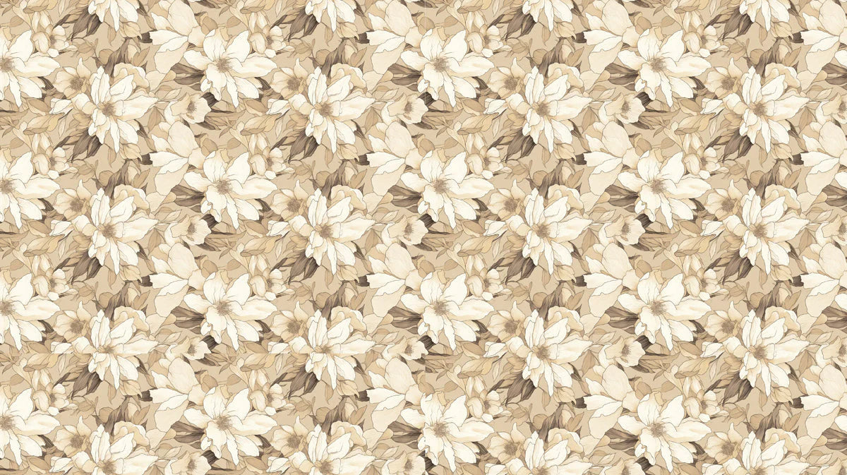 Minimalist Botanical Mural Wallpaper — Cream and Toffee Floral Mural Wallpaper - room preview 02