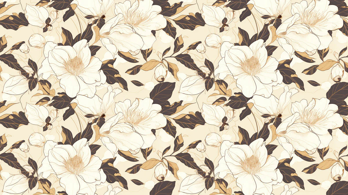 Minimalist Botanical Mural Wallpaper in Soft Neutral Tones Mural Wallpaper - room preview 02