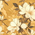 Ochre Floral Mural Wallpaper — Hand-Drawn Botanical Illustration Mural Wallpaper - room preview 02