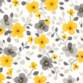 Sunshine Floral Mural Wallpaper —Modern Yellow and Gray Pattern Mural Wallpaper - room preview 02