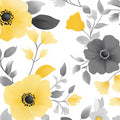 Sunlit Floral Mural Wallpaper in Yellow and Slate Gray Mural Wallpaper - room preview 02