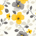 Yellow and Gray Floral - Modern Patterned Wallpaper for Bedroom Mural Wallpaper - room preview 02