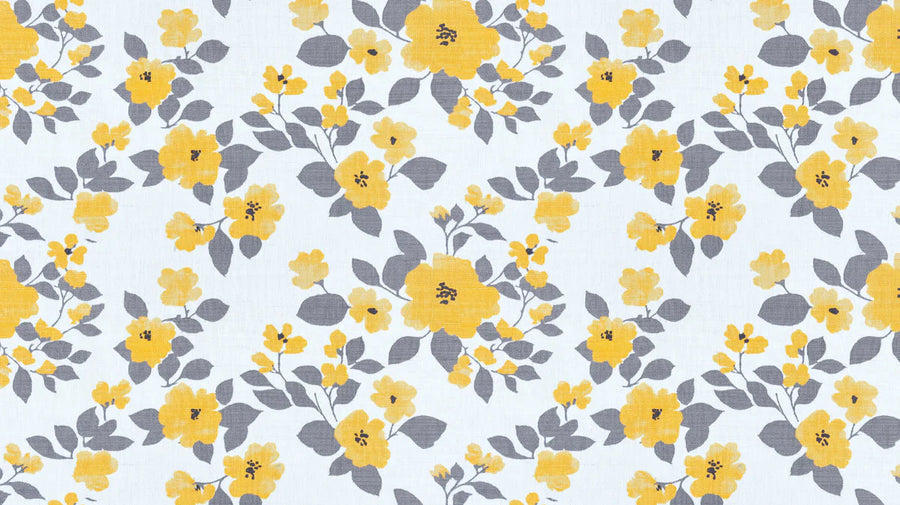 Floral Wallpaper Mural – Flower Wallpaper – Sunlit Floral —Modern Yellow and Charcoal Design printable artwork