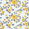 Sunlit Floral Mural Wallpaper —Modern Yellow and Charcoal Design Mural Wallpaper - room preview 02