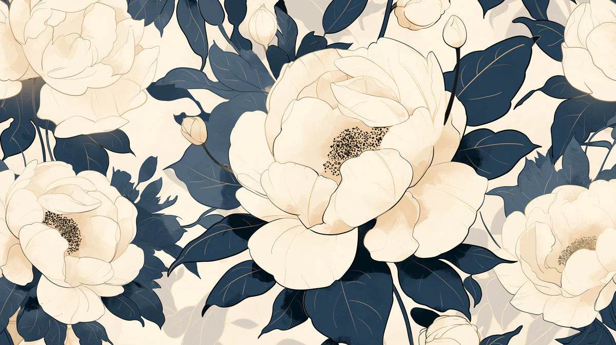 Large Peony Bloom Mural Wallpaper — Classic Floral Art Mural Wallpaper - room preview 02