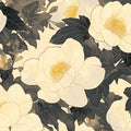 Cream and Charcoal Floral Mural Wallpaper — Artistic Botanical Mural Wallpaper - room preview 02