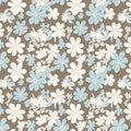 Small Scale Floral Mural Wallpaper — Muted Blue and Taupe Mural Wallpaper - room preview 02
