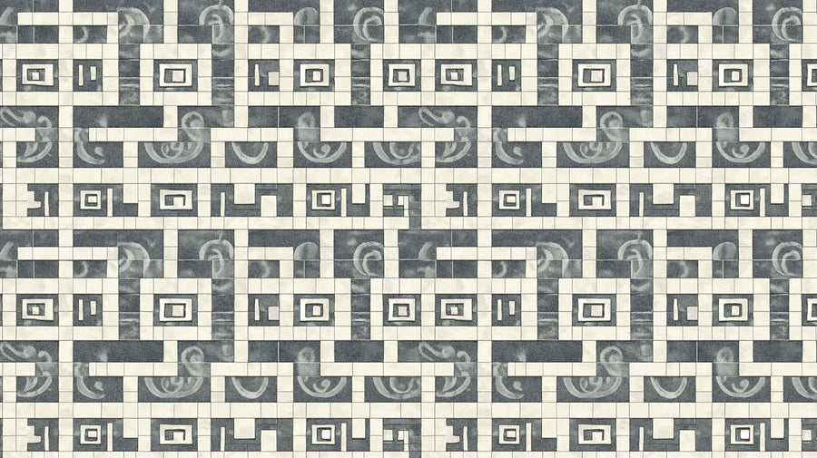 Geometric Wallpaper Mural – Pattern Wall Mural – Abstract Geometric Tiled — Modern Monochrome printable artwork